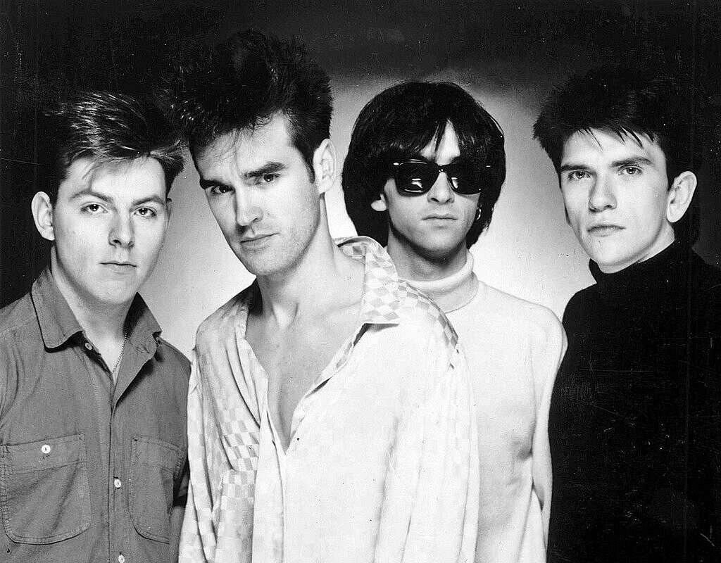 Banda The Smiths, circa 1985. From left to right; Andy Rourke, Morrissey, Johnny Marr, and Mike Joyce.
